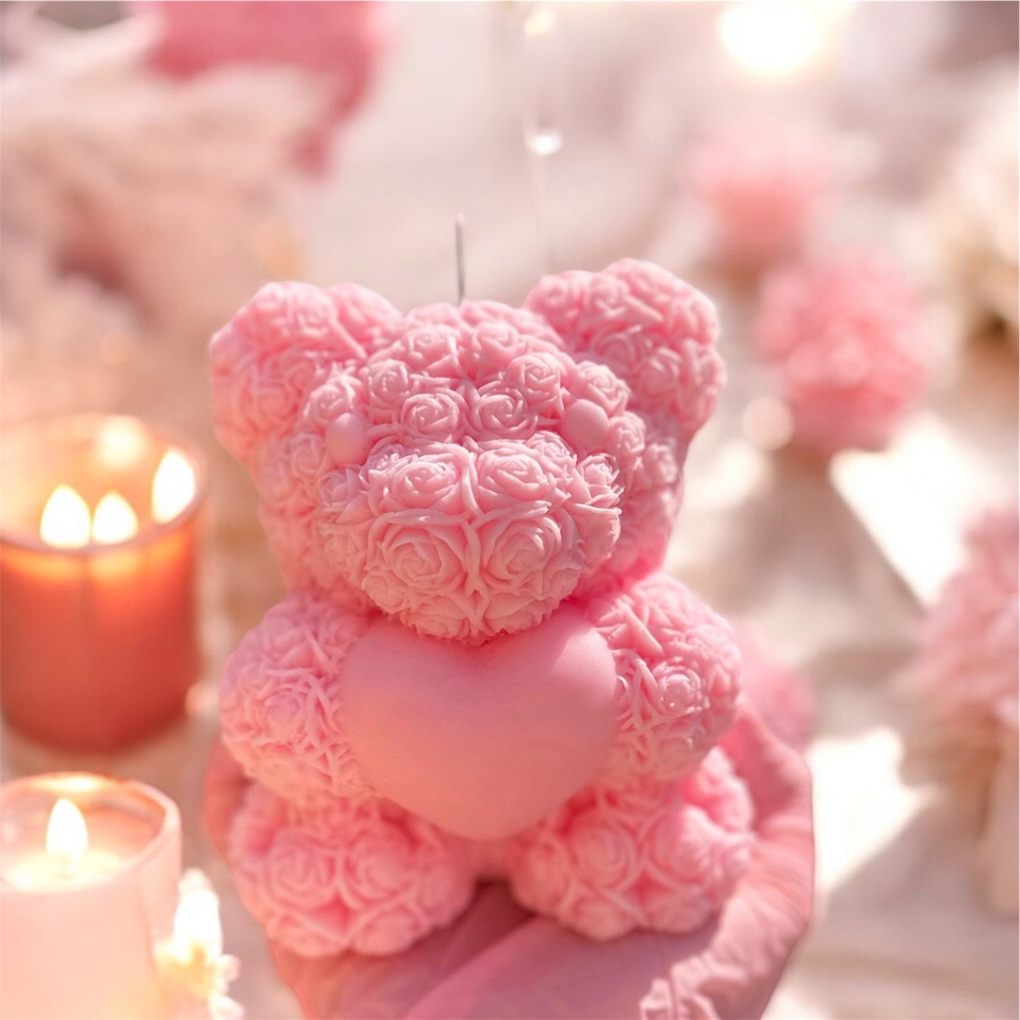 Rose Teddy Bear Candle - Extra Large